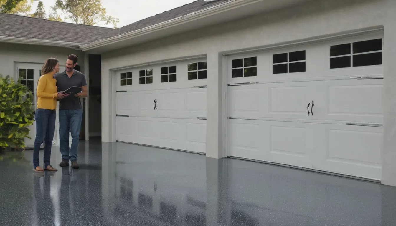 Clean epoxy-coated garage floor in a home near Johns Creek